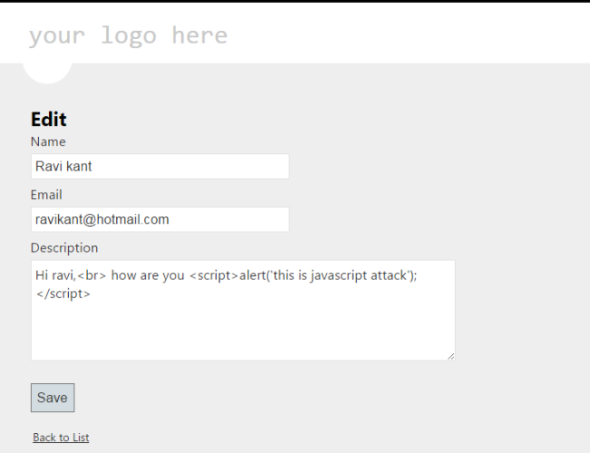 New record with following details